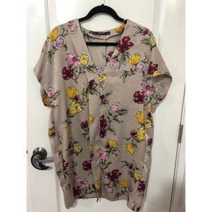Zara V-Neck Floral Print Dress M